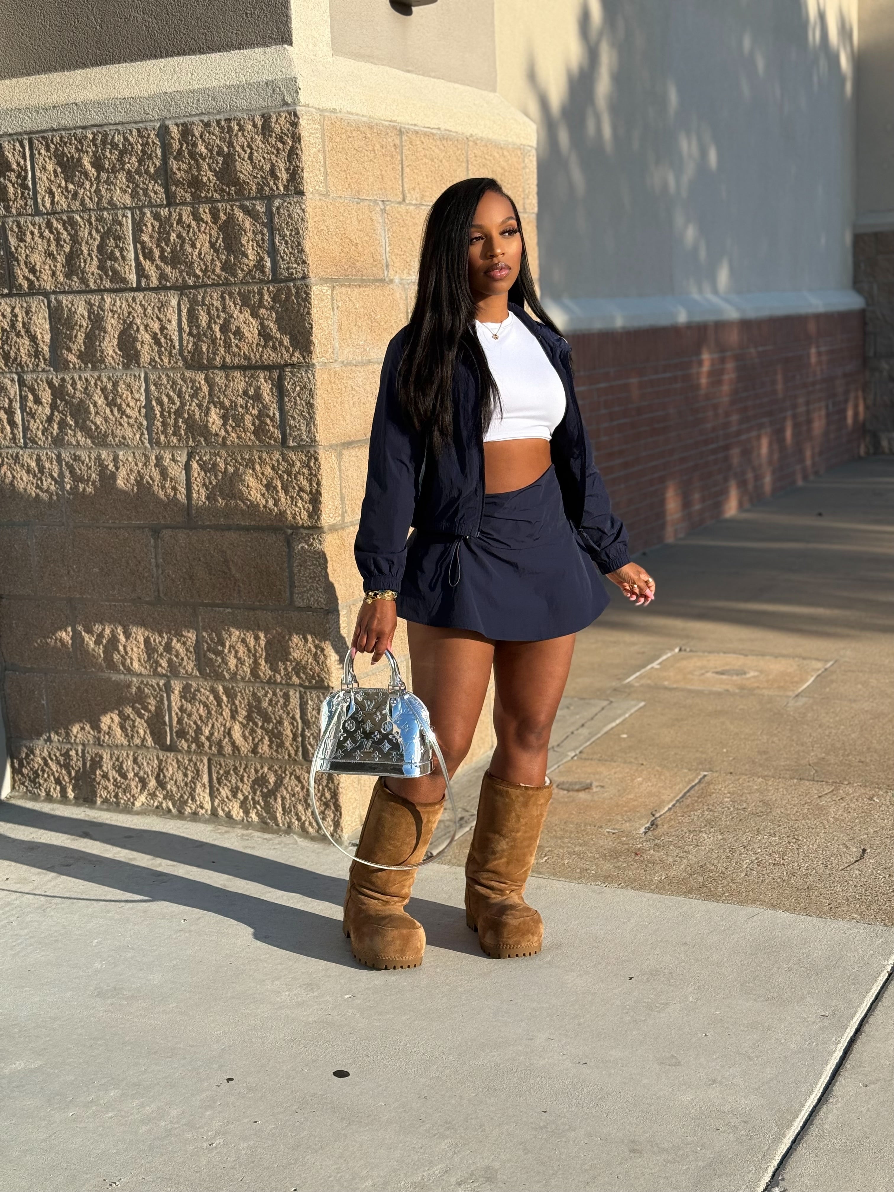 Blair Windbreaker Skort Set (Navy Blue) – The J Alexander