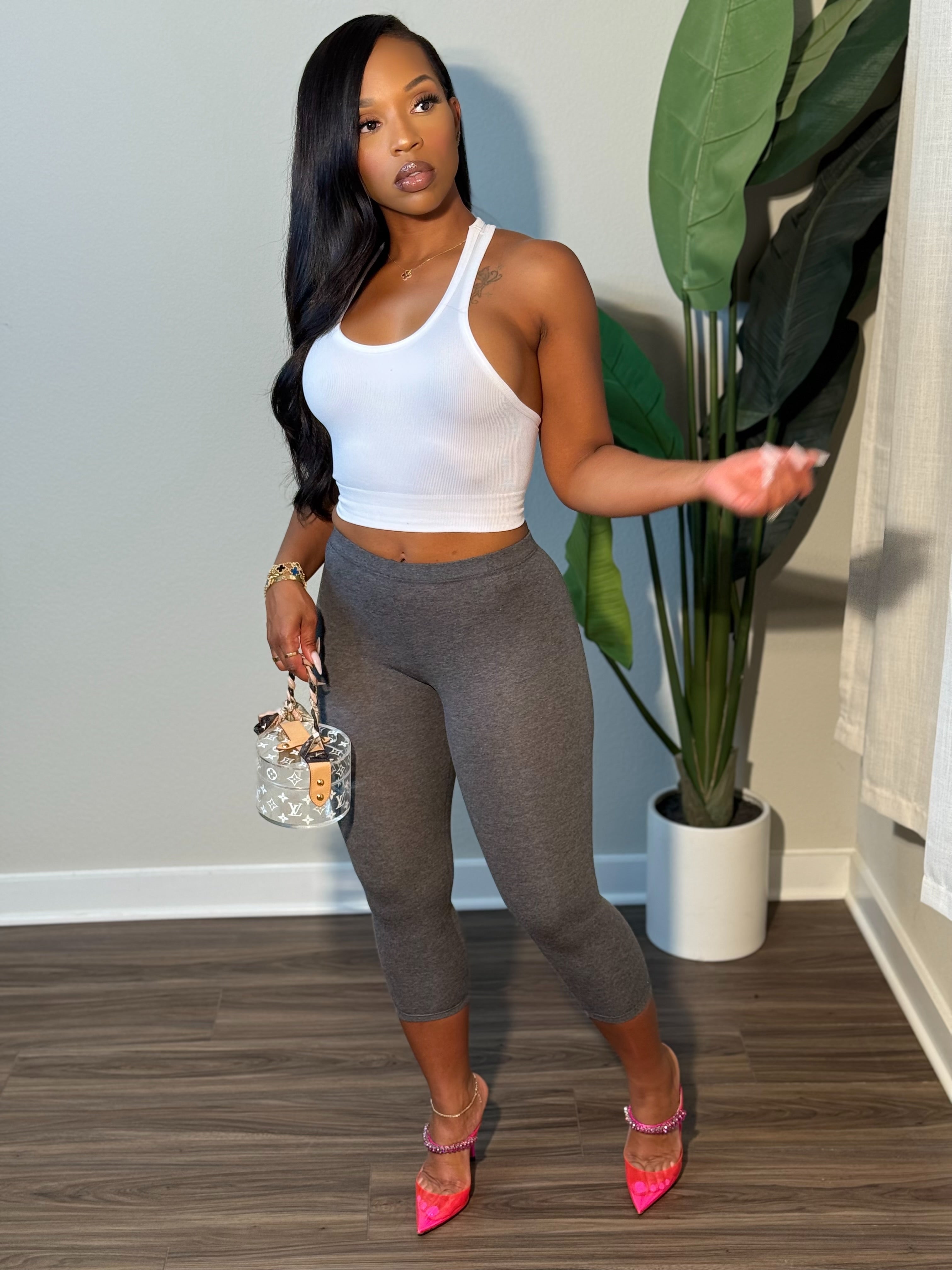 Jersey Capri Leggings (Charcoal)