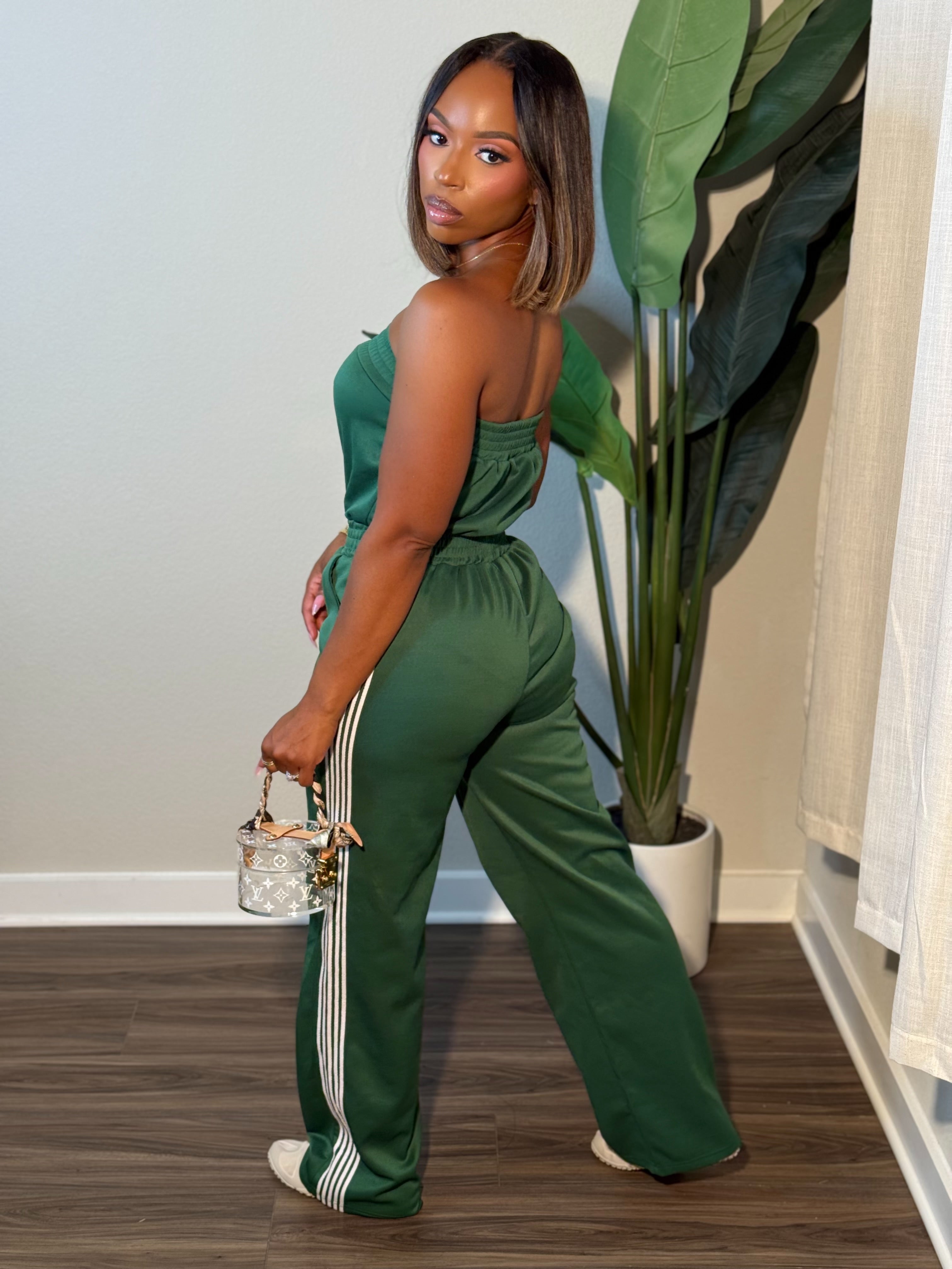 Side Stripe Jumpsuit (Green)