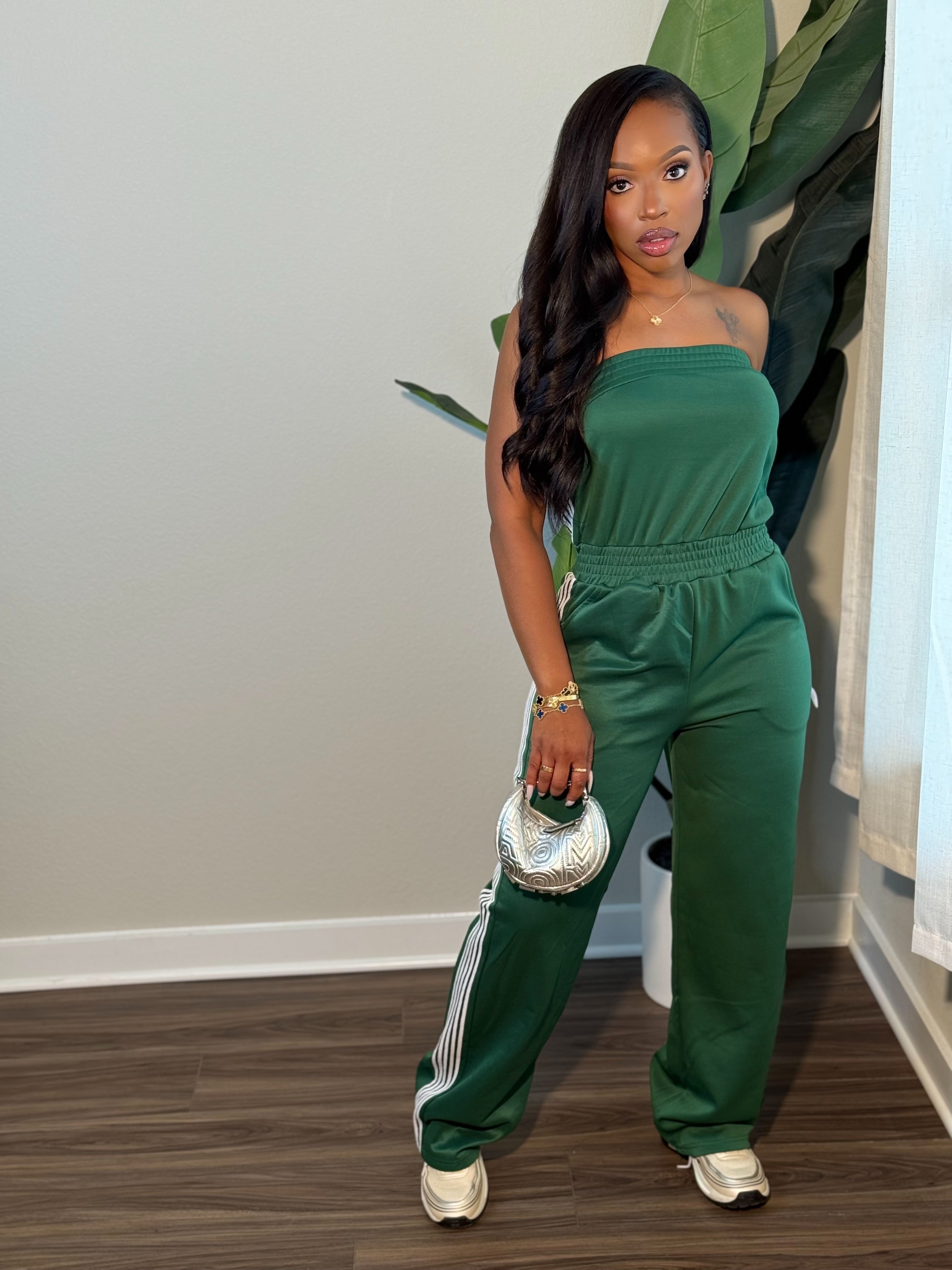 Side Stripe Jumpsuit (Green)