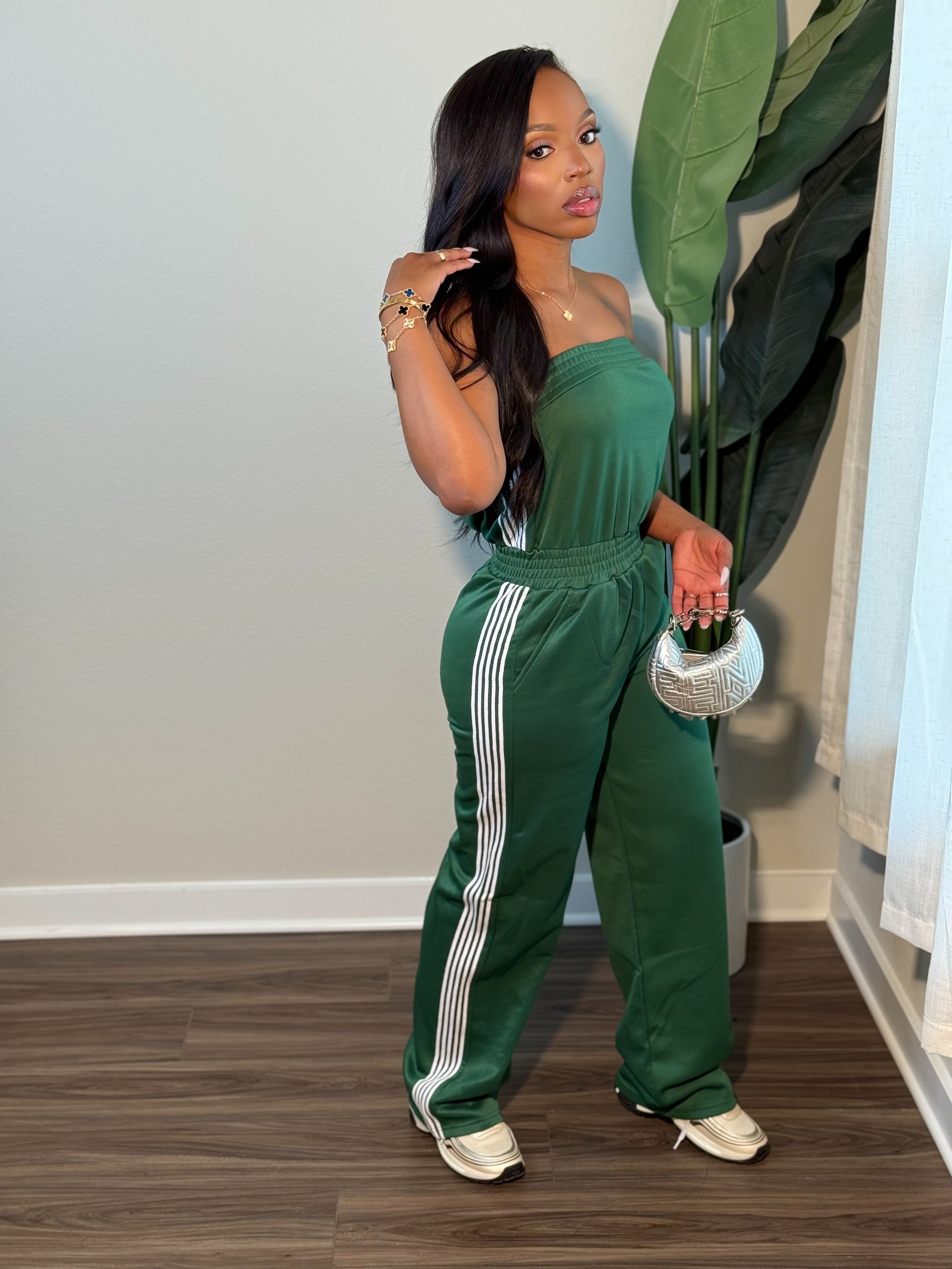 Side Stripe Jumpsuit (Green)