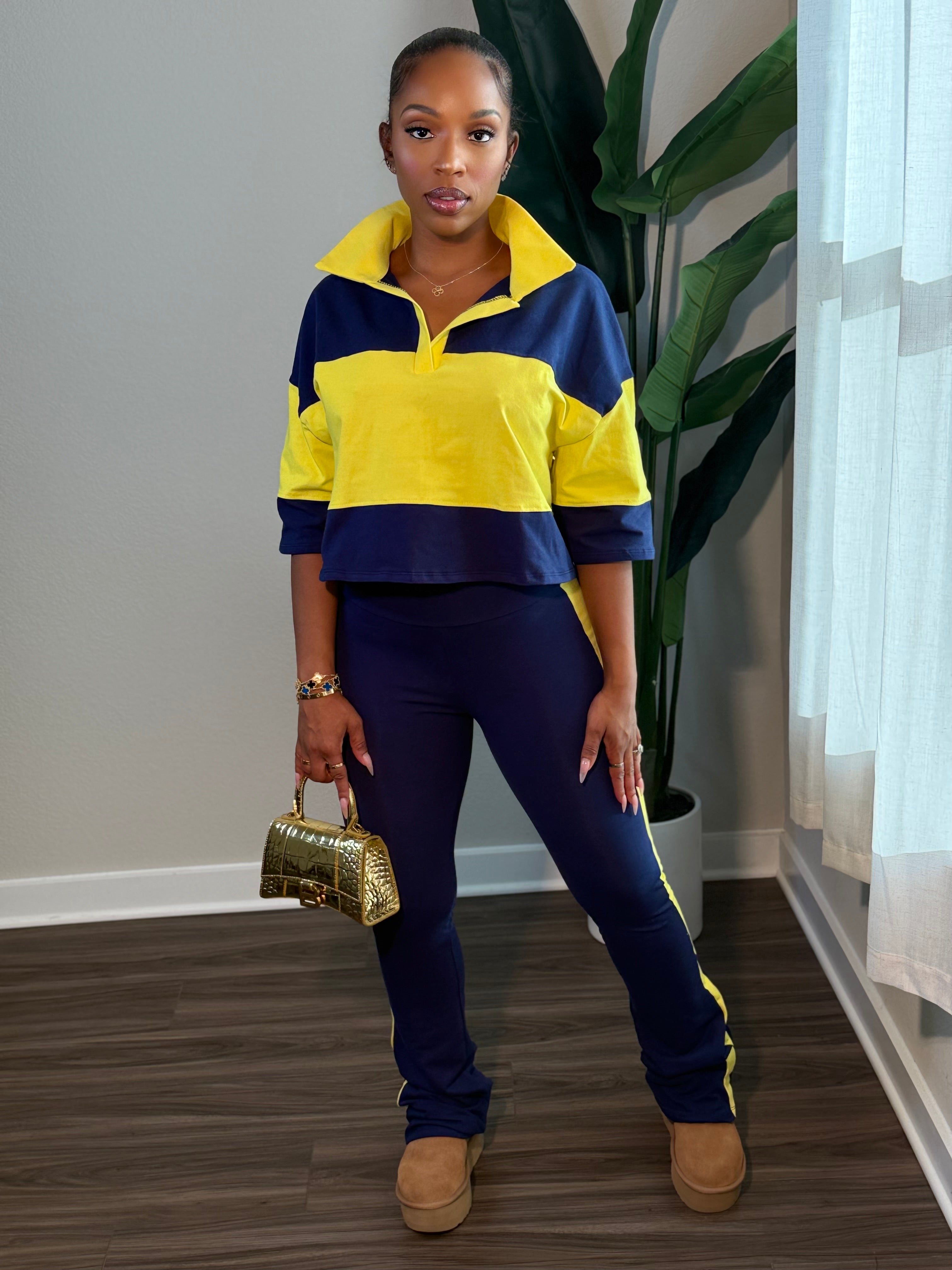 Drew Set NAVY/LT YELLOW