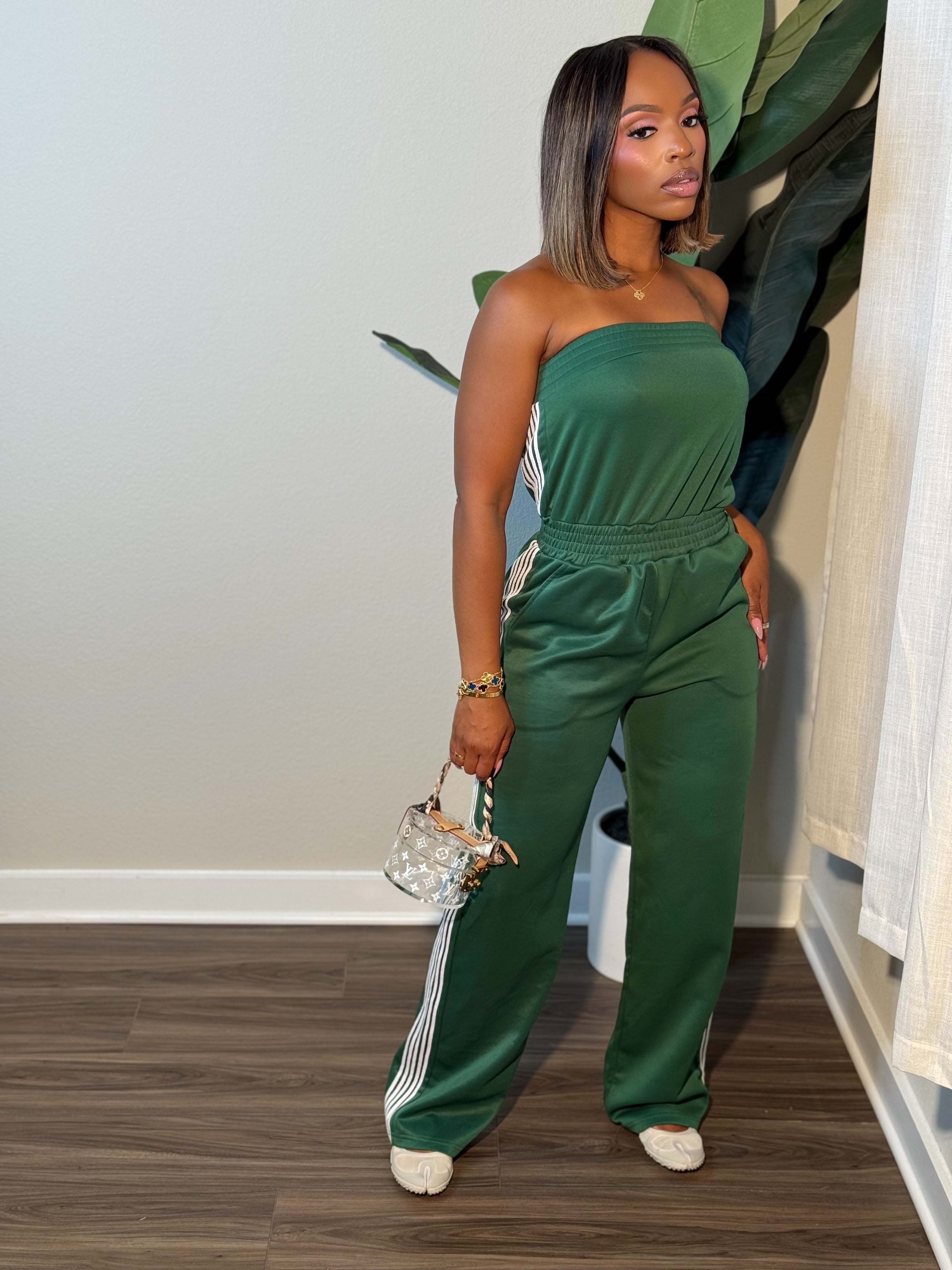 Side Stripe Jumpsuit (Green)