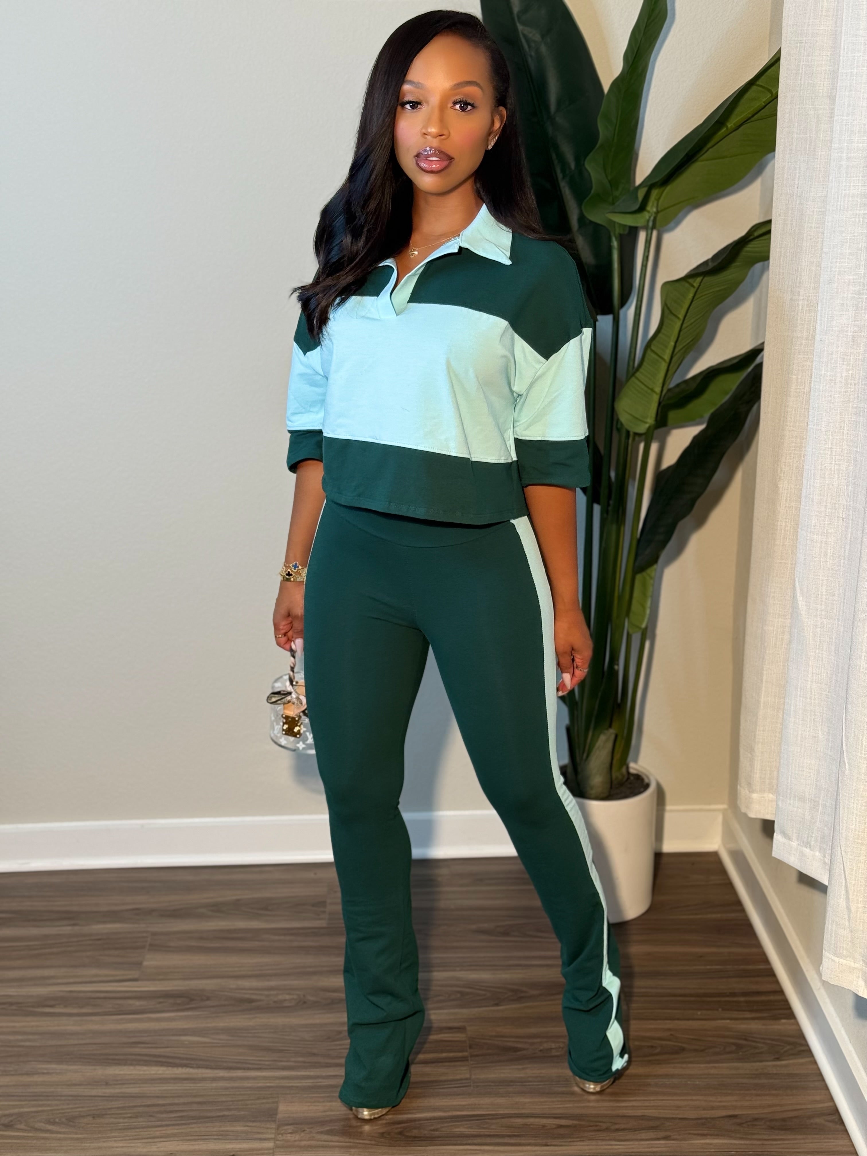 Drew Set (HUNTER GREEN/BABY BLUE)