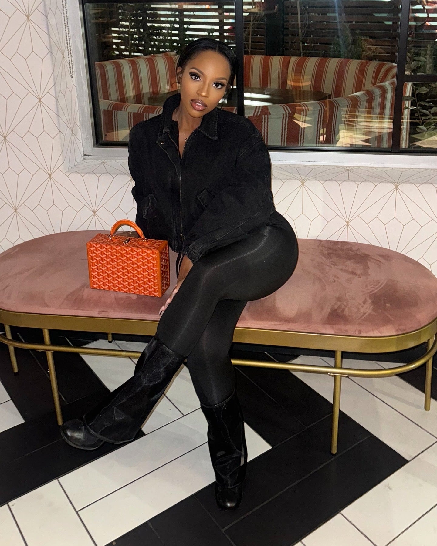 Bri Crop Denim Jacket (Black)