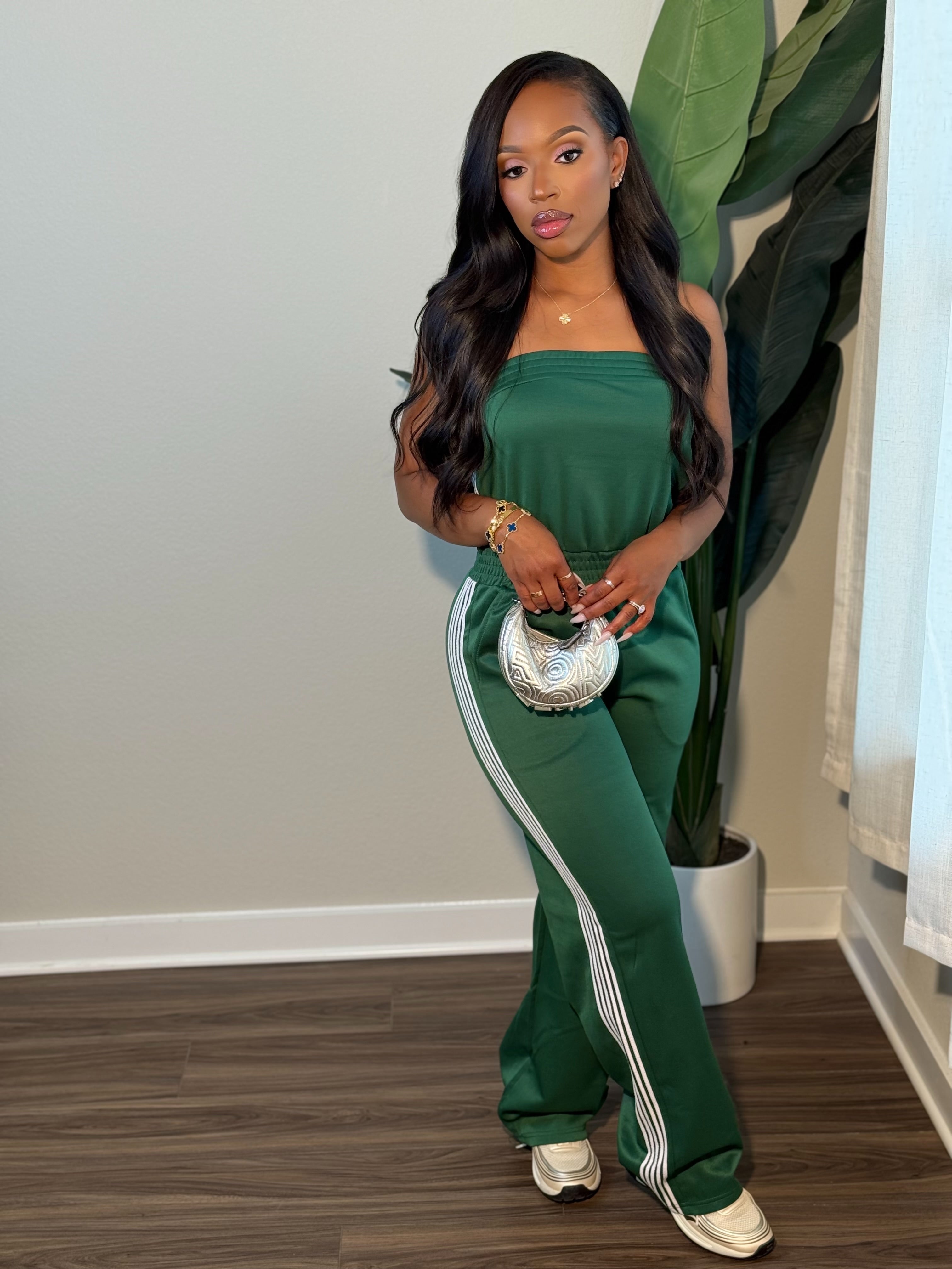 Side Stripe Jumpsuit (Green)