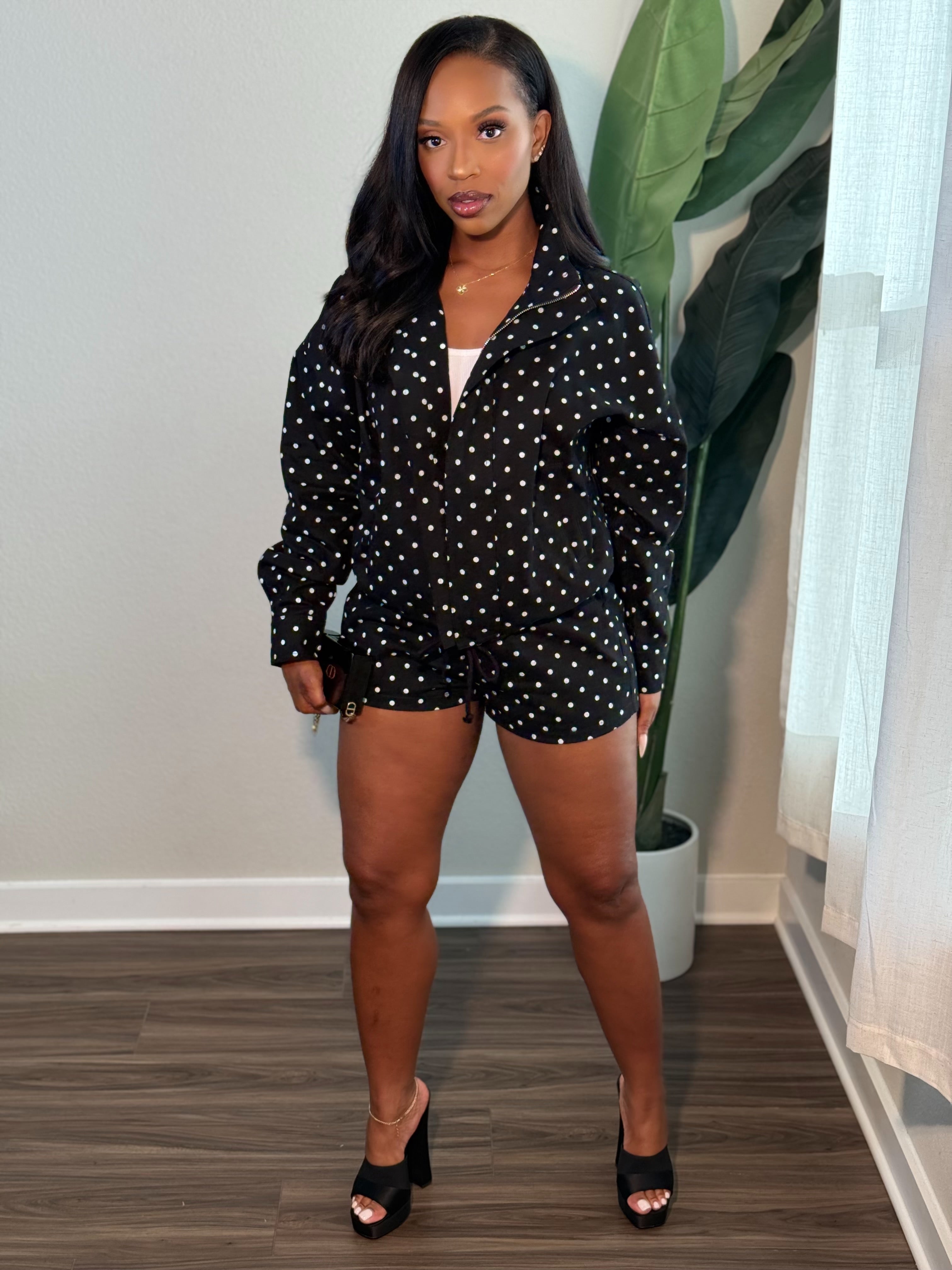 Harper Polka dot Short Set (Black)