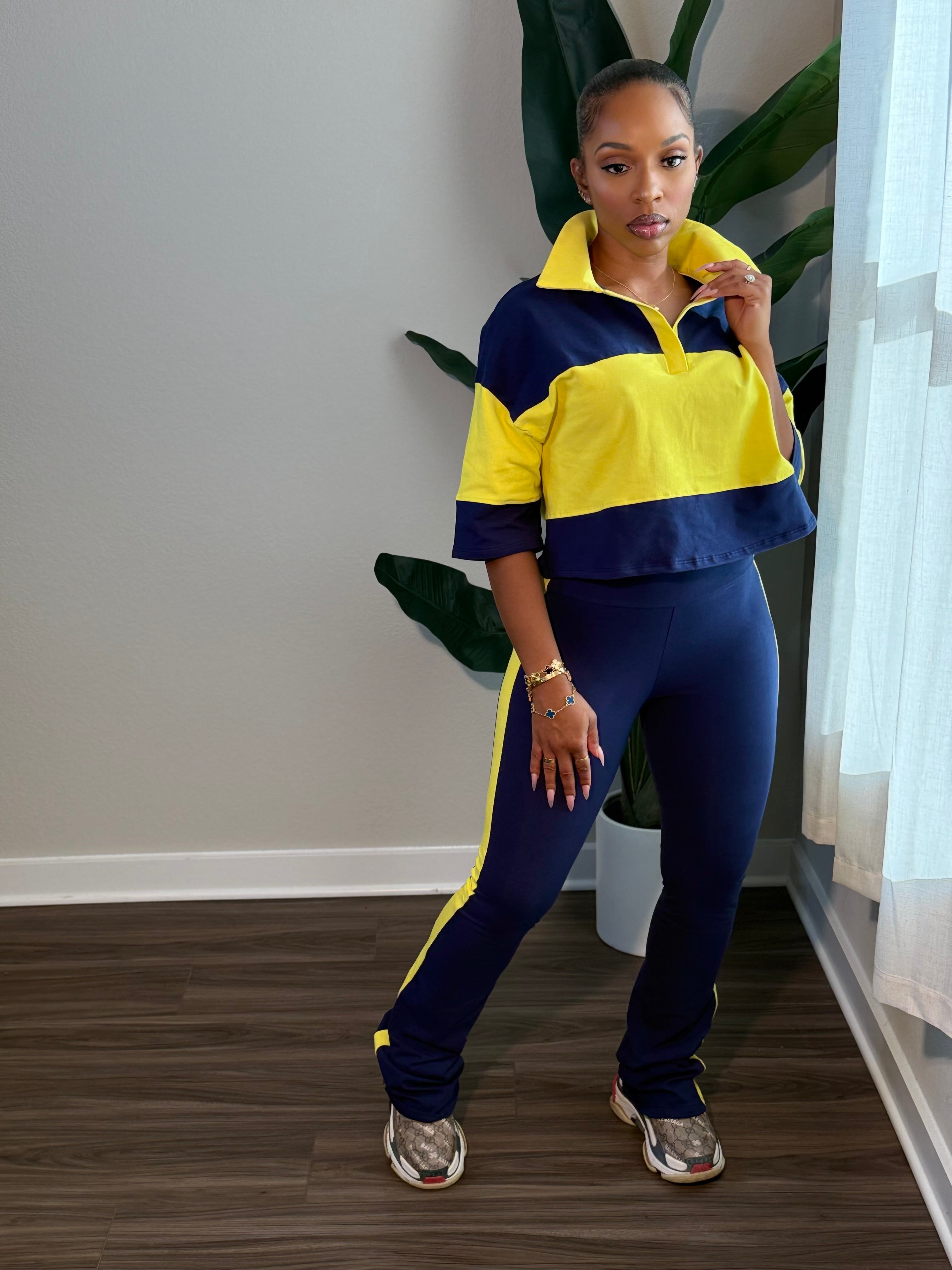 Drew Set NAVY/LT YELLOW