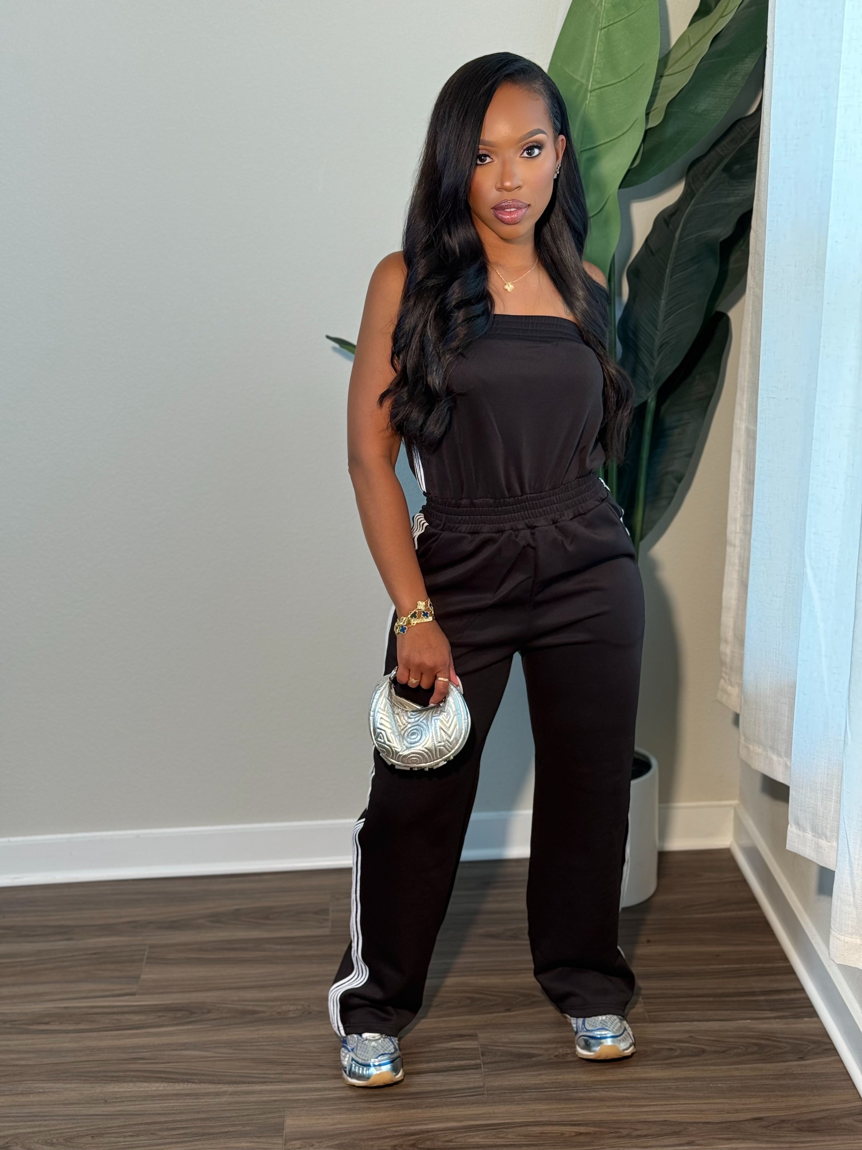 Side Stripe Jumpsuit (Black)