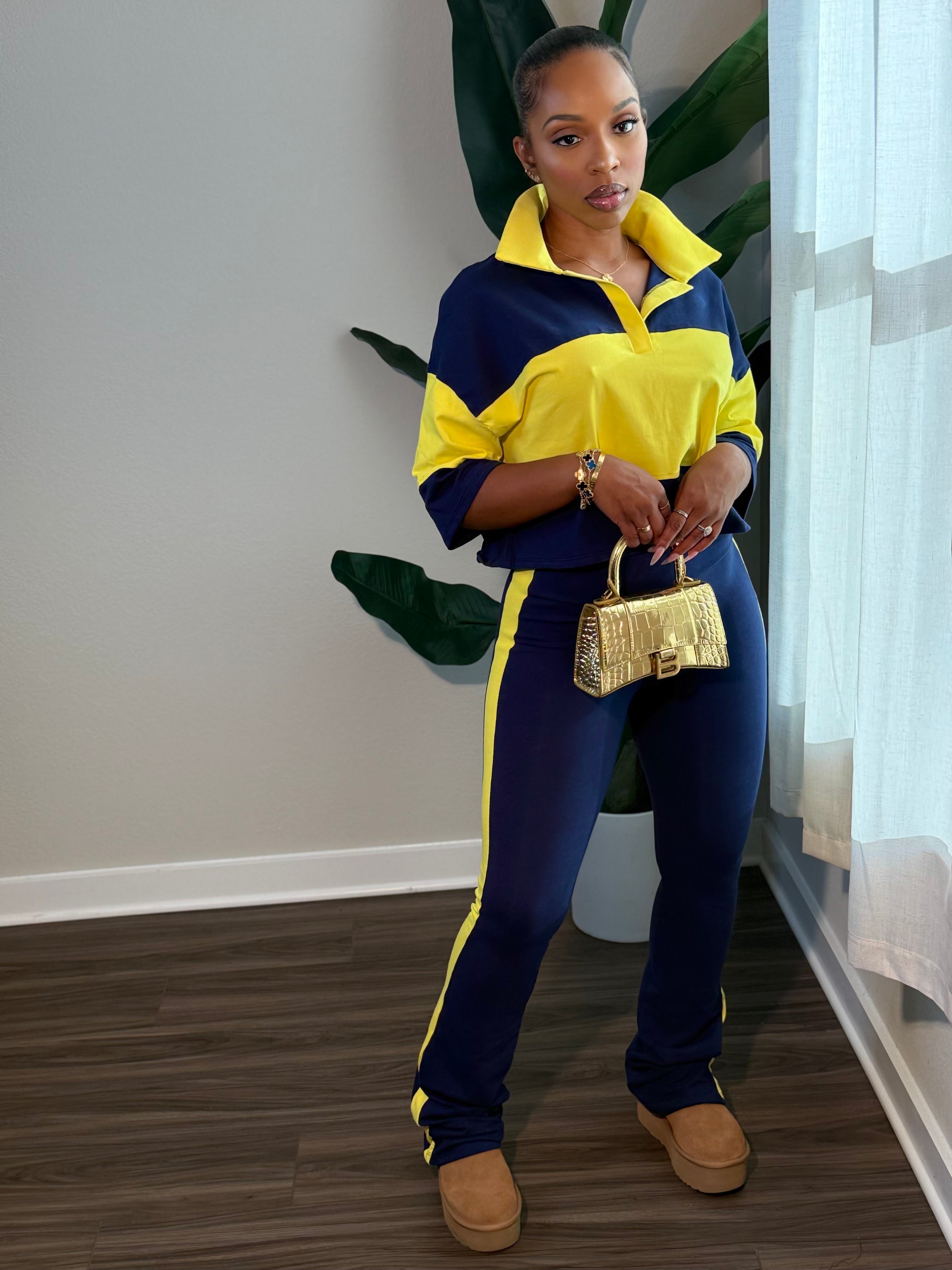 Drew Set NAVY/LT YELLOW