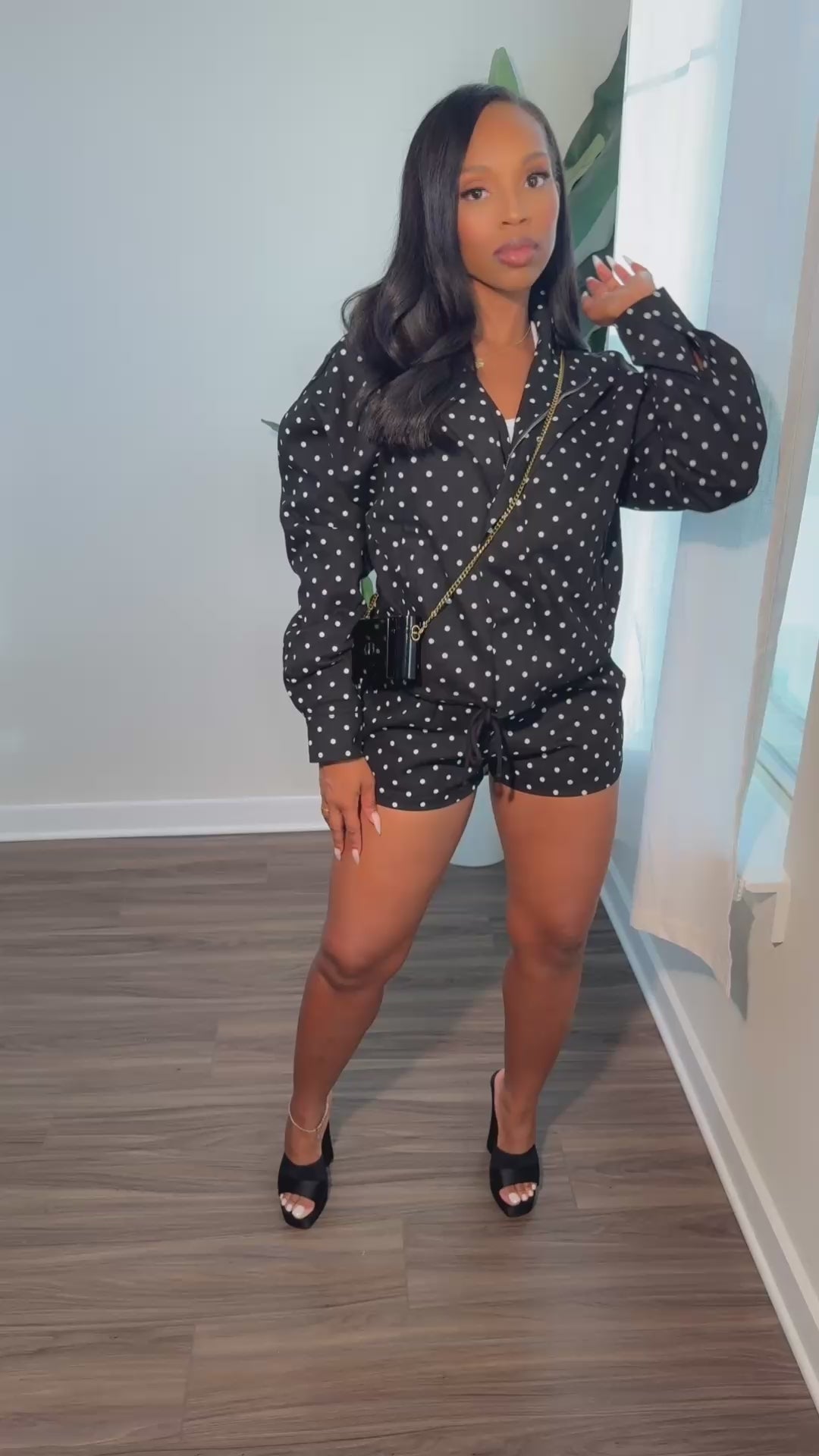 Harper Polka dot Short Set (Black)