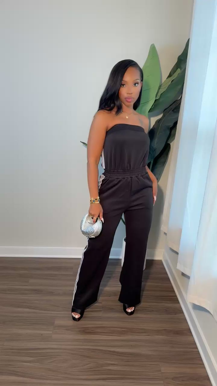 Side Stripe Jumpsuit (Black)