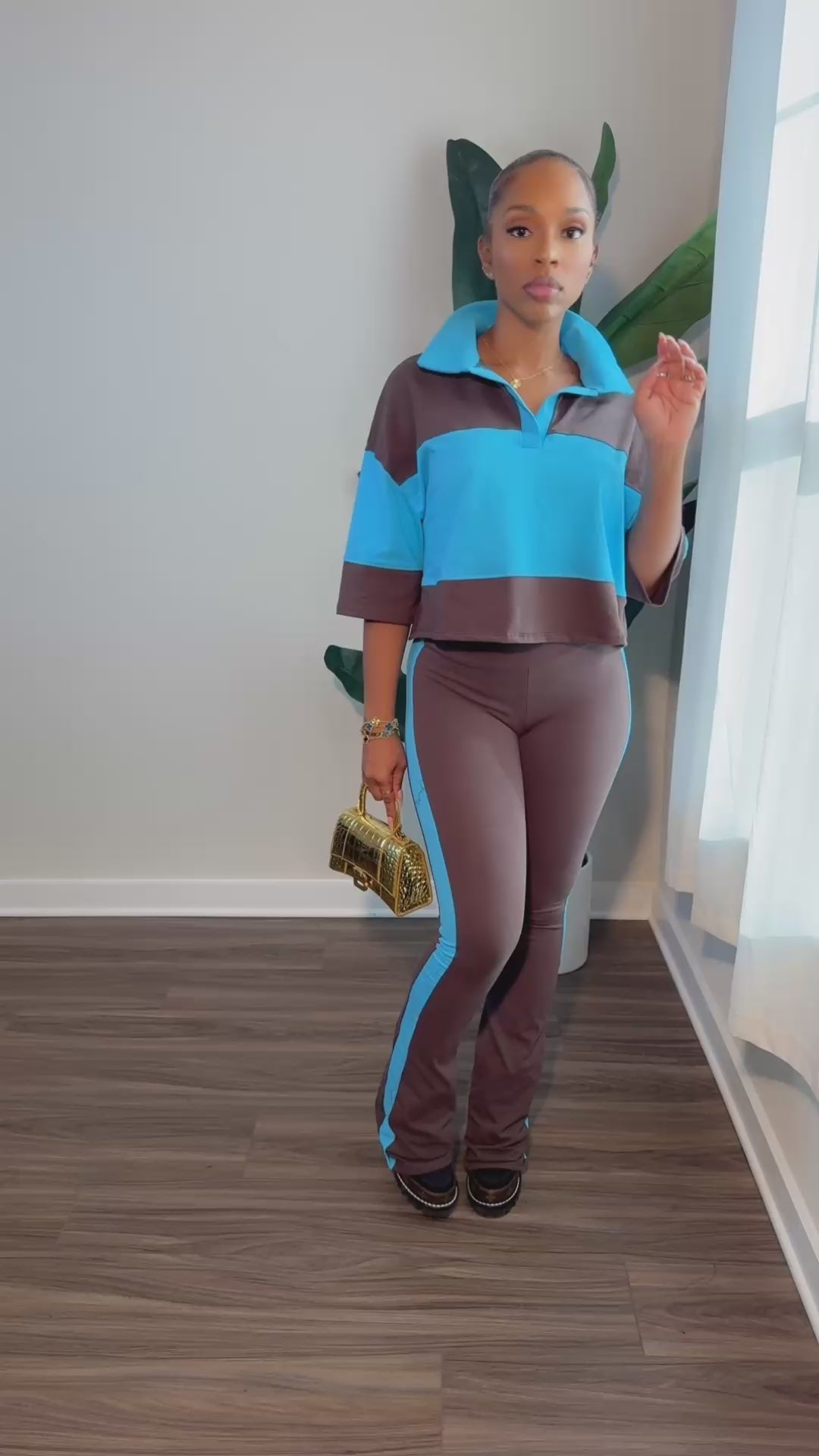 Drew Set (DARK BROWN/AQUA)