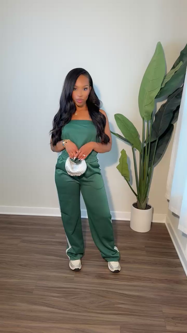 Side Stripe Jumpsuit (Green)