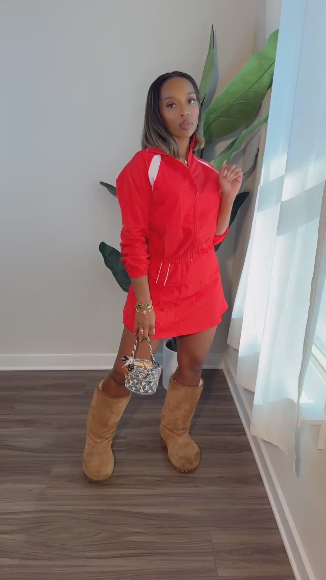 Blair Windbreaker Skort Set (Red)