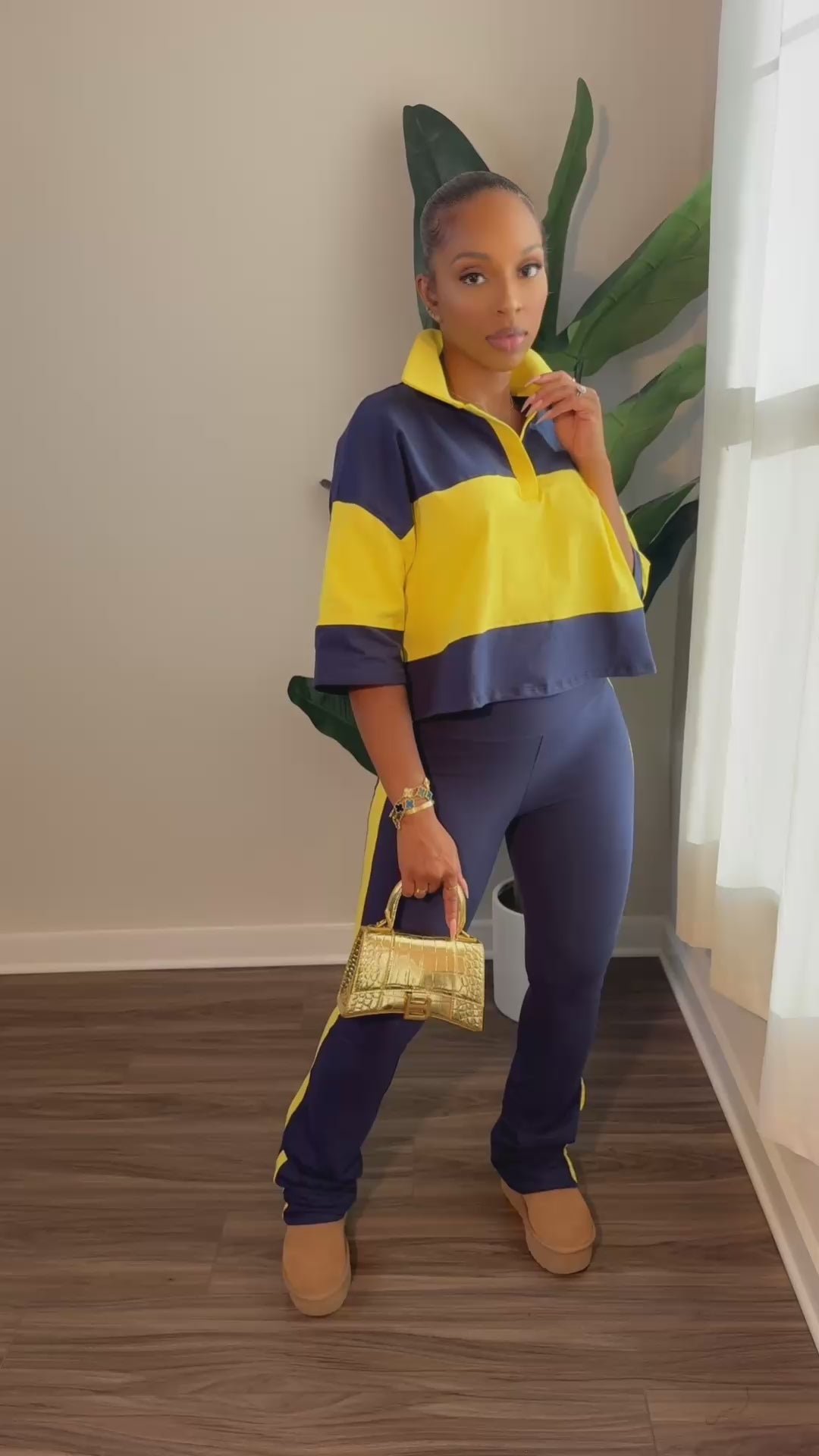 Drew Set NAVY/LT YELLOW